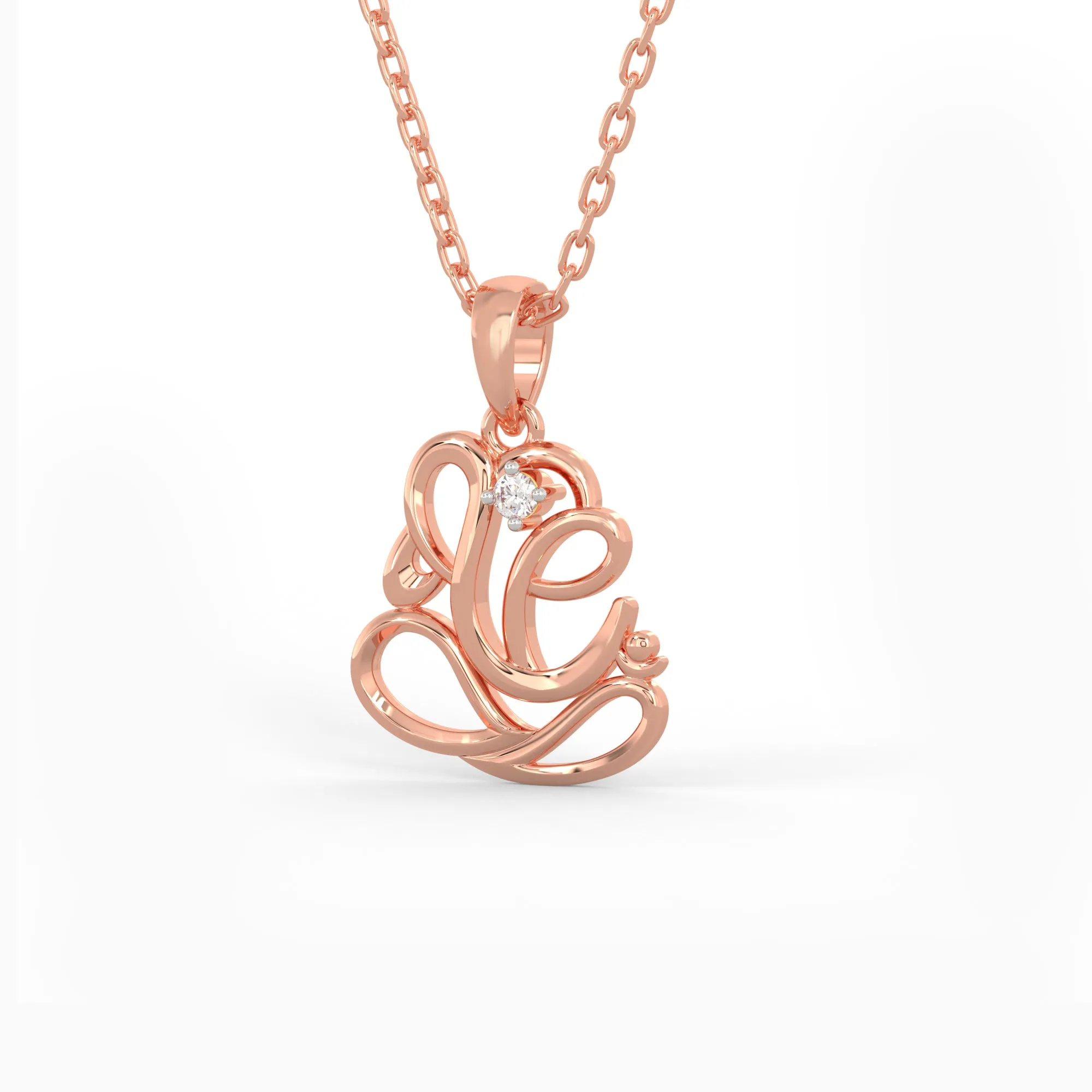 Rose Gold Ganesha Diamond Pendant Giva