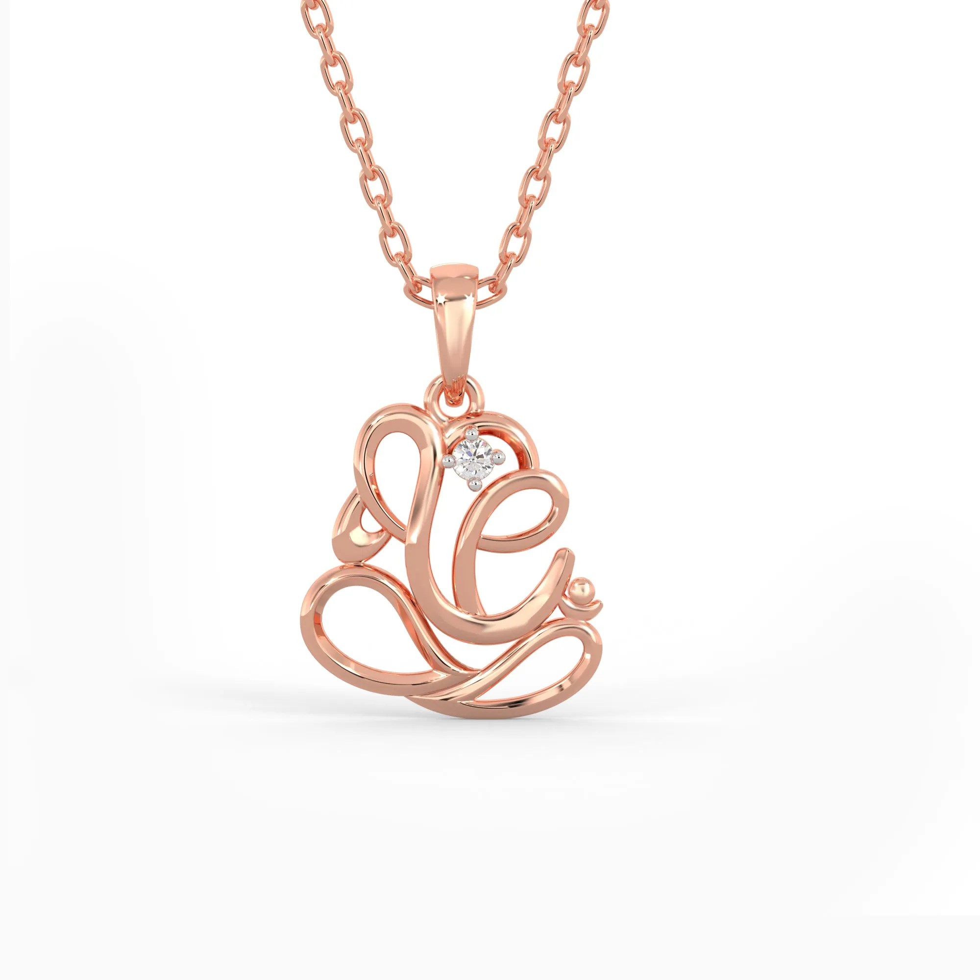 Rose Gold Ganesha Diamond Pendant Giva