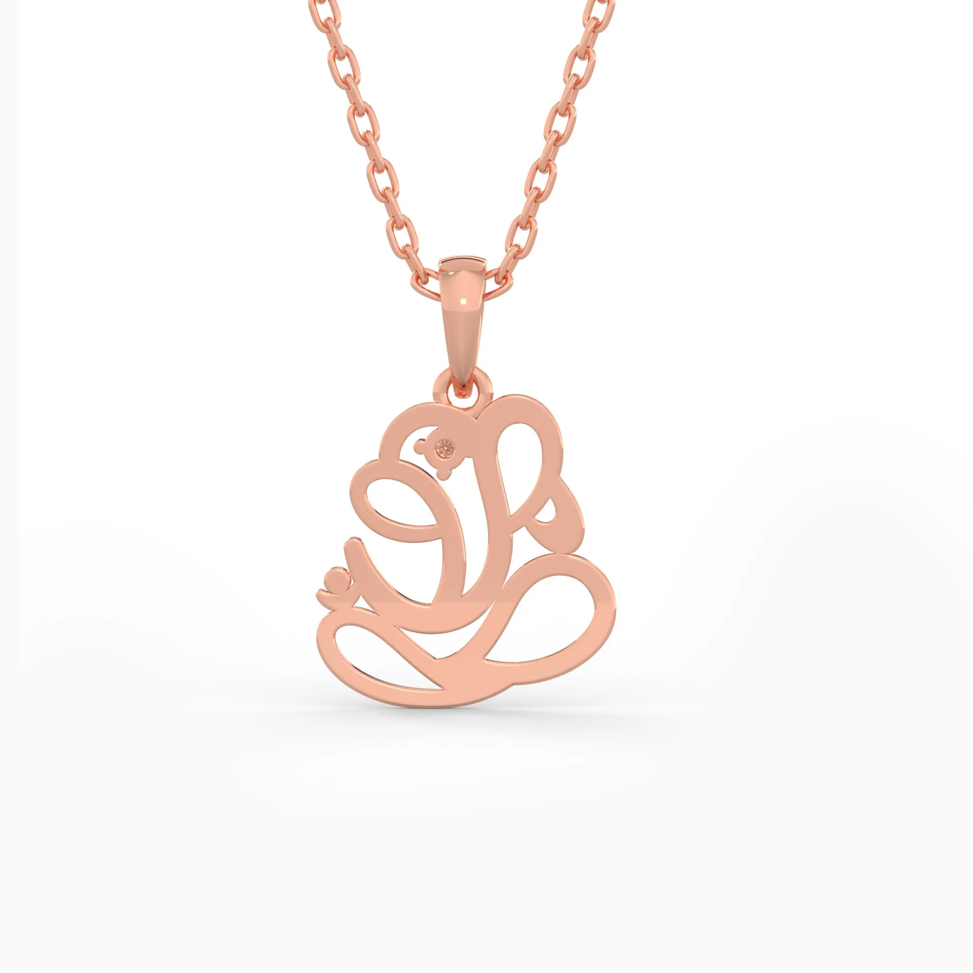 Rose Gold Ganesha Diamond Pendant Giva