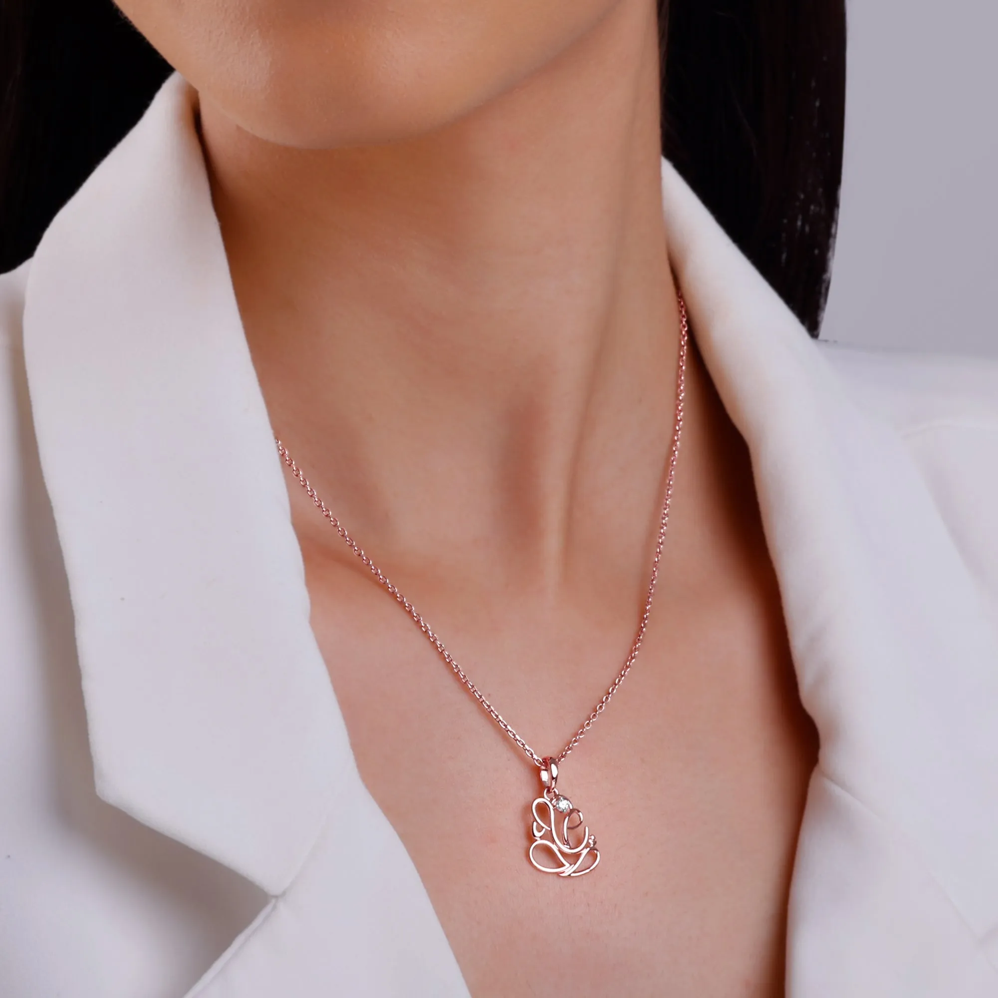 Rose Gold Ganesha Diamond Pendant Giva