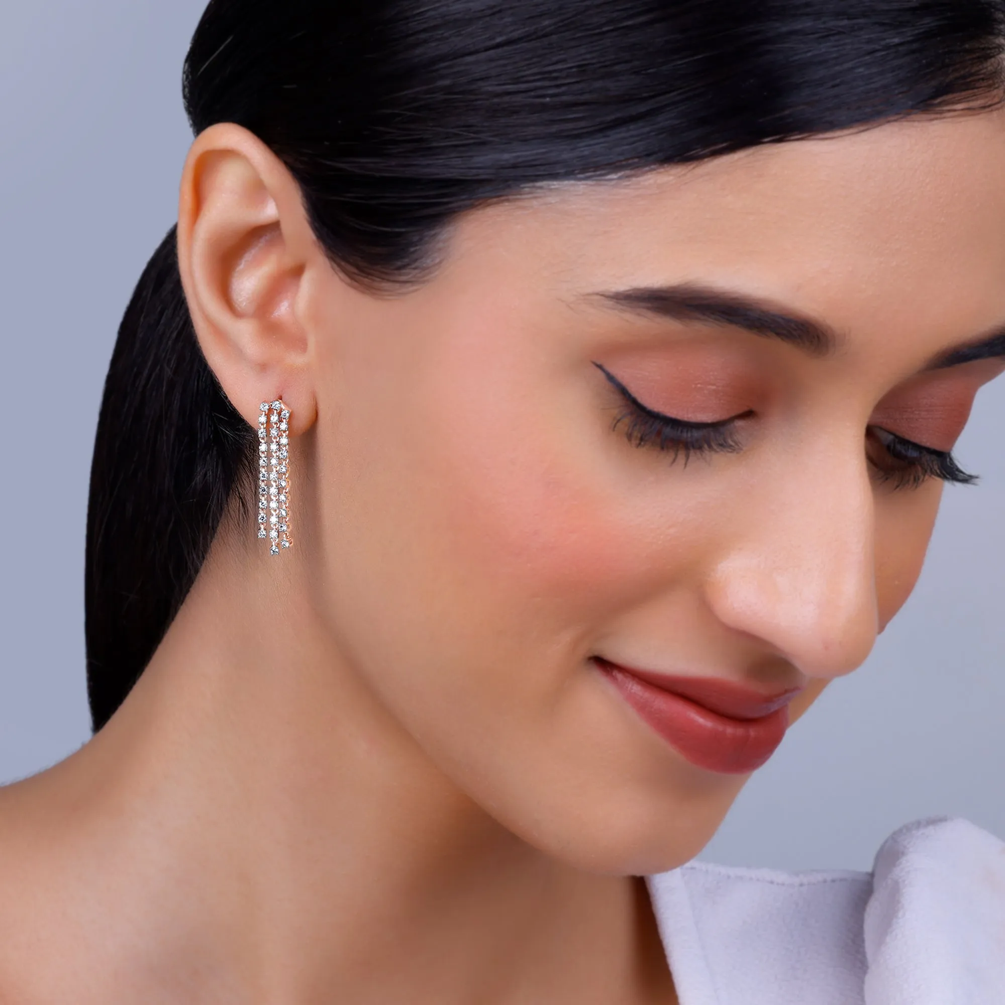Rose Gold Glittering Diamond Earrings Giva
