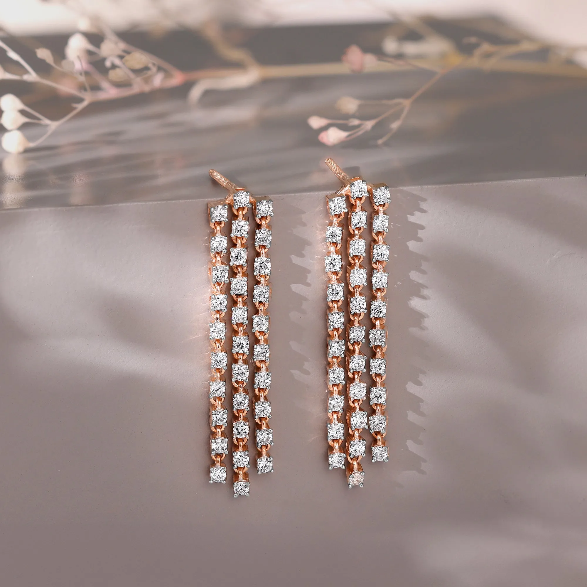 Rose Gold Glittering Diamond Earrings Giva