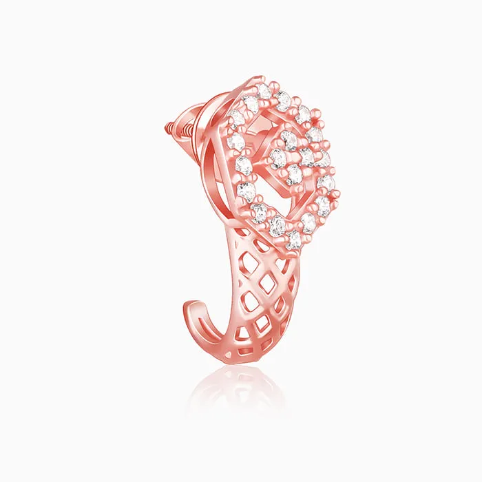 Rose Gold Glittering Half Moon Earrings Giva