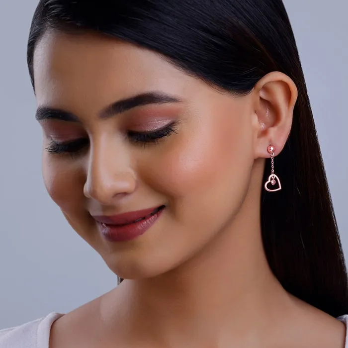 Rose Gold Heart Danglers Giva
