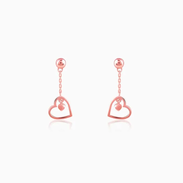 Rose Gold Heart Danglers Giva