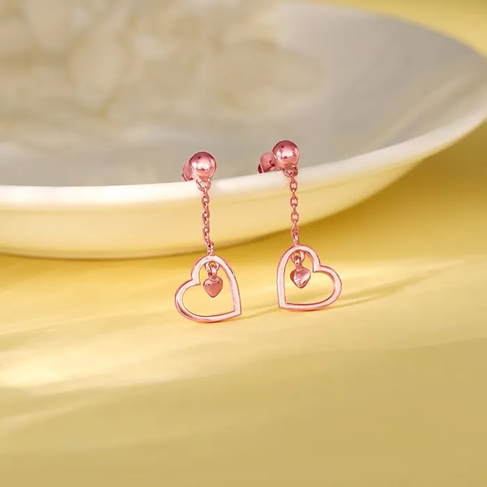 Rose Gold Heart Danglers Giva