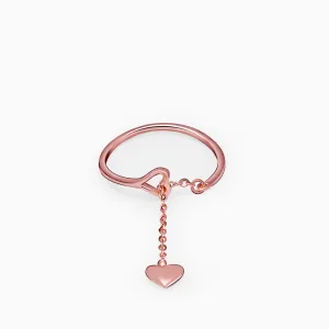 Rose Gold Heart Melting Chain Ring Giva
