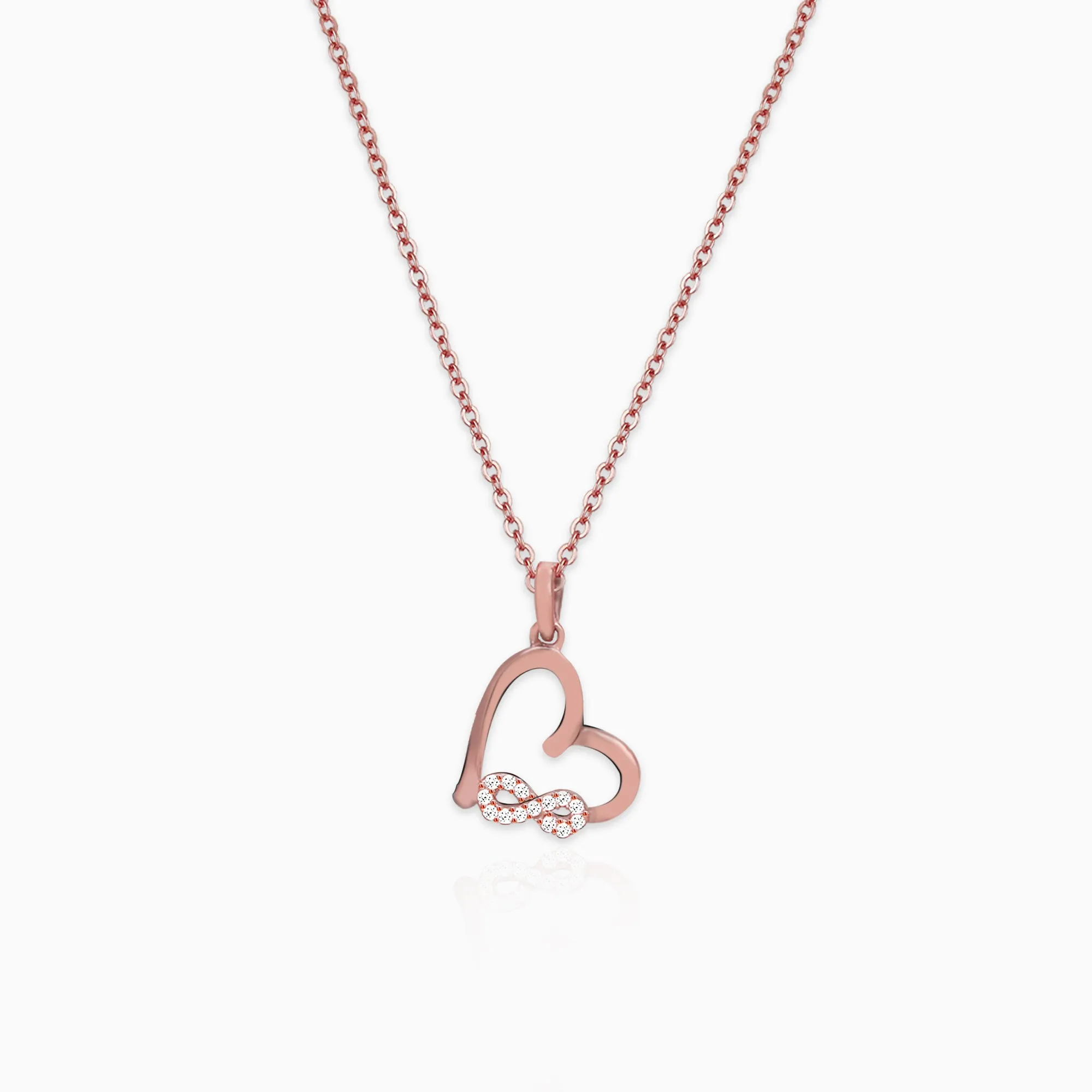 Rose Gold Infinity Heart Pendant with Link Chain Giva