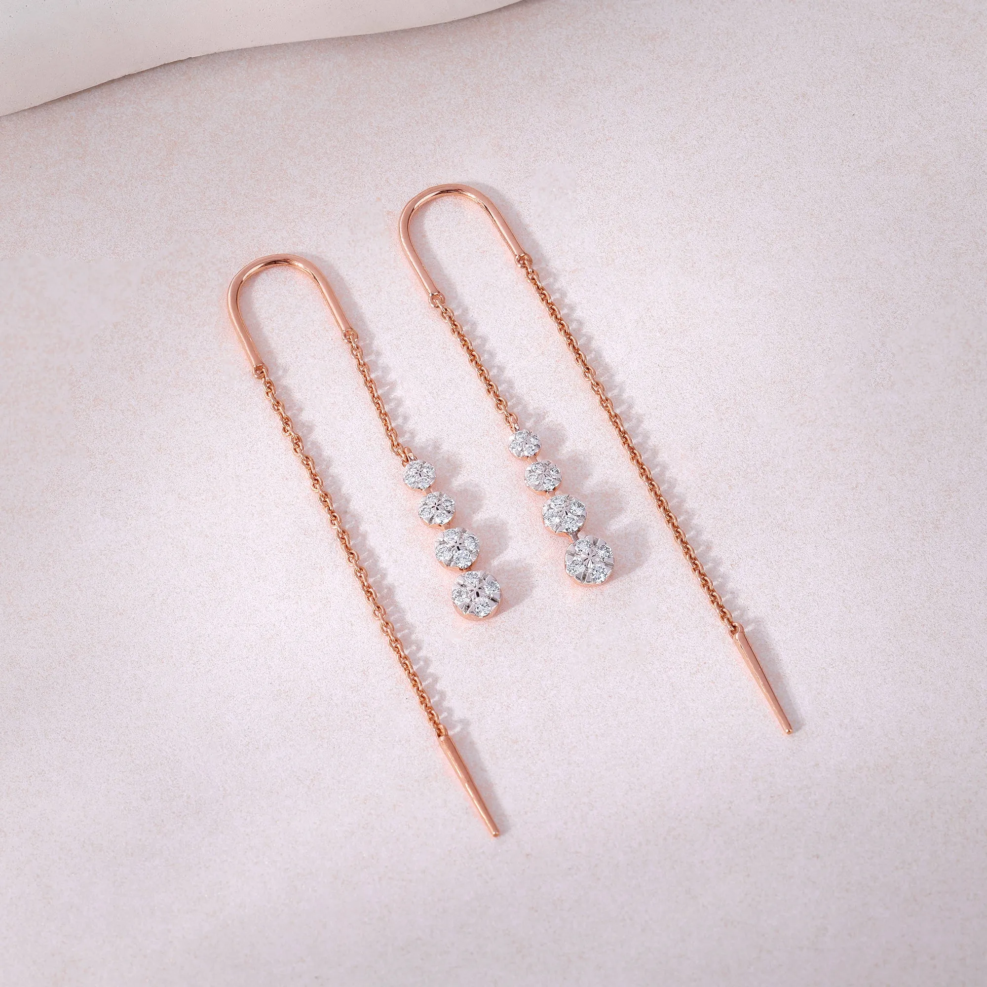 Rose Gold Kiran Sui Dhaaga Diamond Earrings Giva