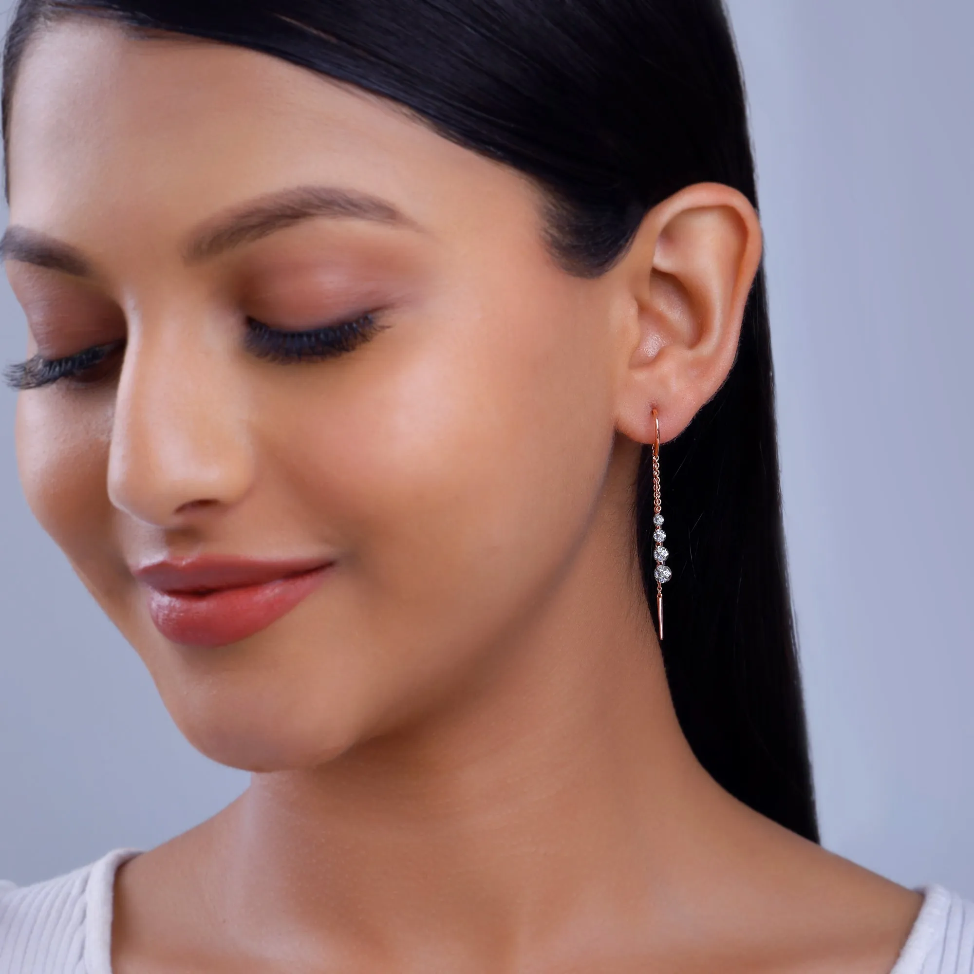Rose Gold Kiran Sui Dhaaga Diamond Earrings Giva
