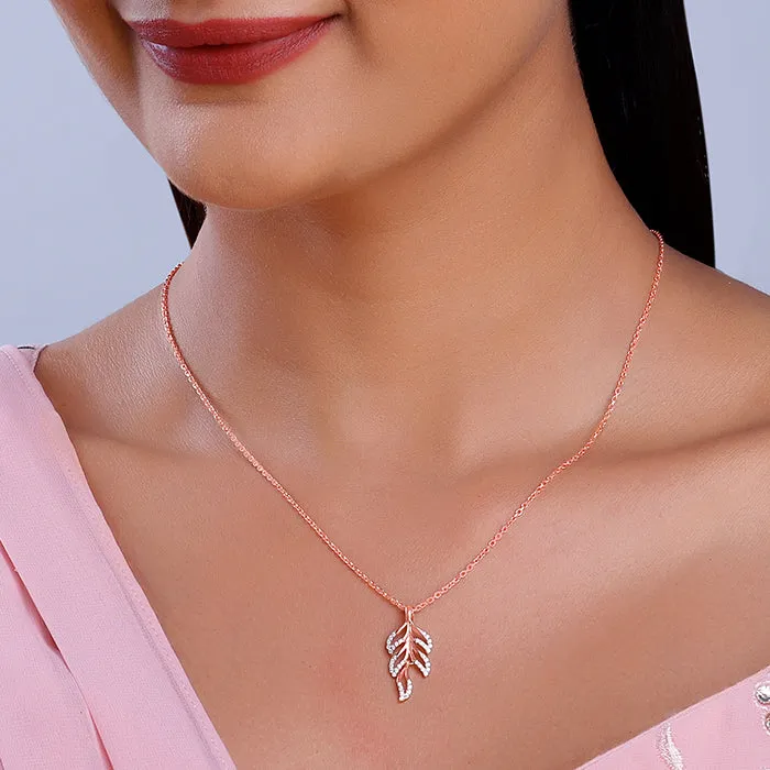 Rose Gold Komal Pankh Pendant With Link Chain Giva