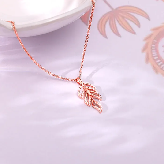 Rose Gold Komal Pankh Pendant With Link Chain Giva