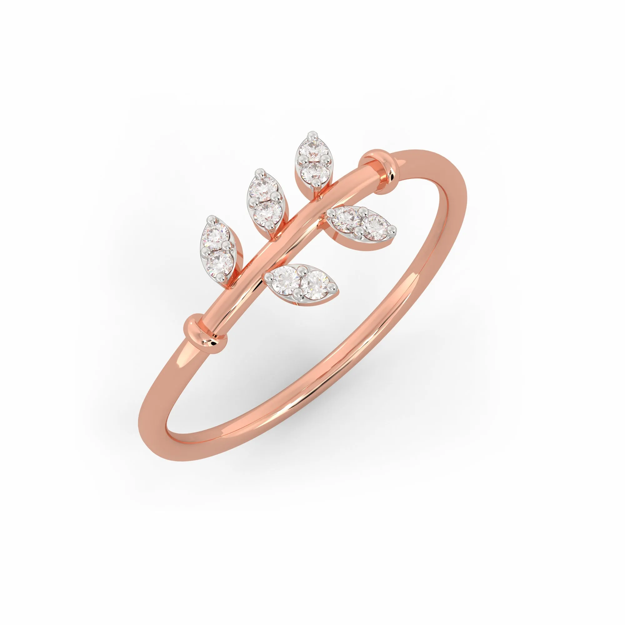 Rose Gold Leafy Love Diamond Ring Giva