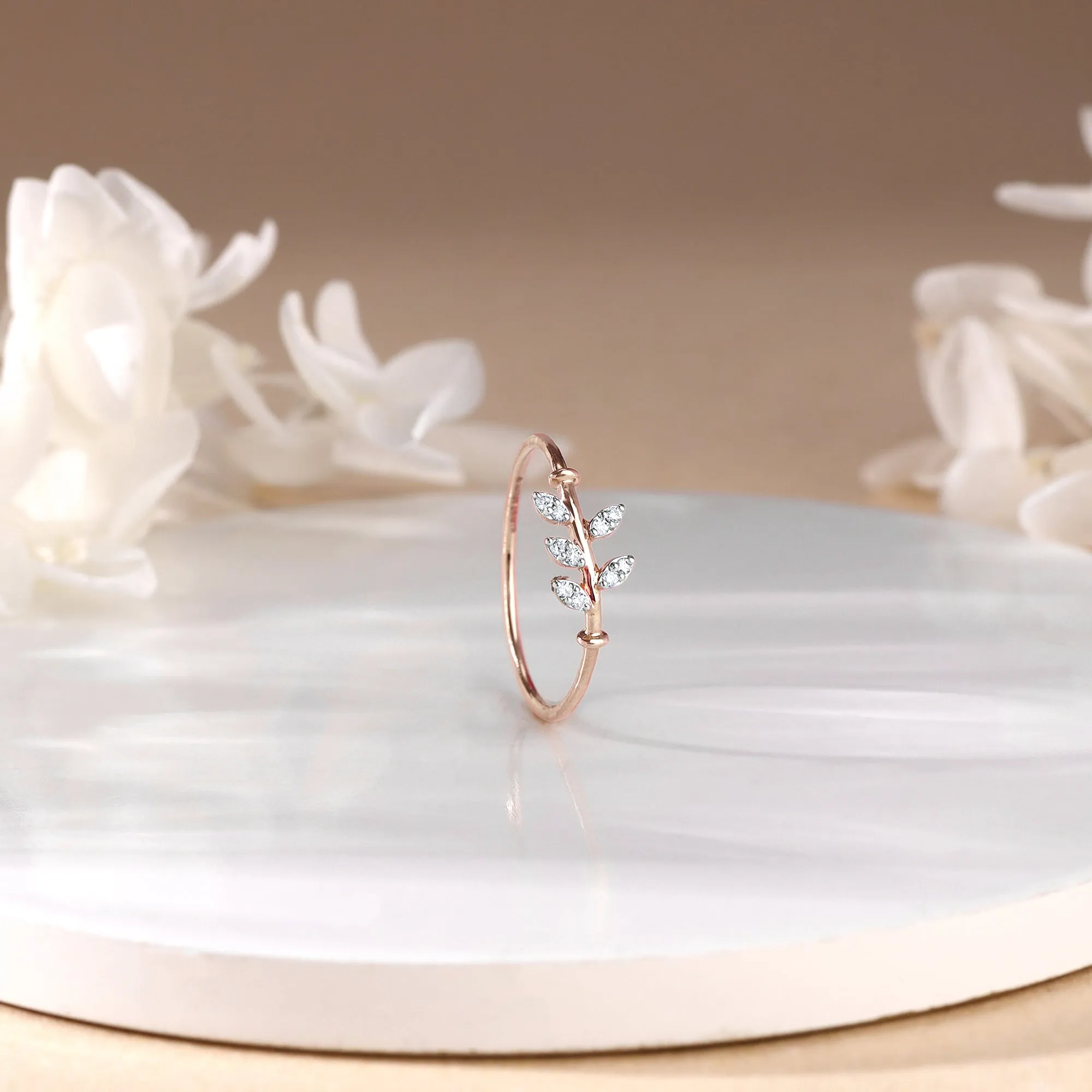 Rose Gold Leafy Love Diamond Ring Giva