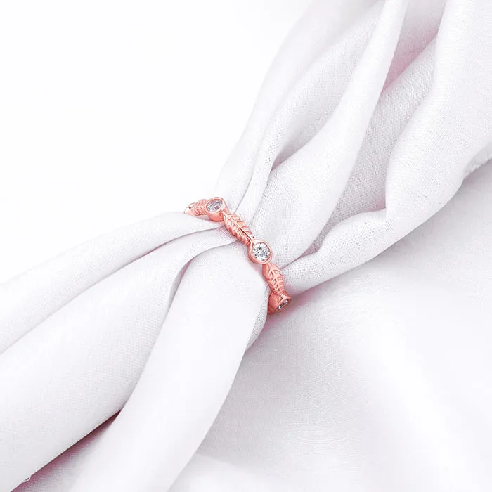 Rose Gold Leafy Zirconia Ring Giva