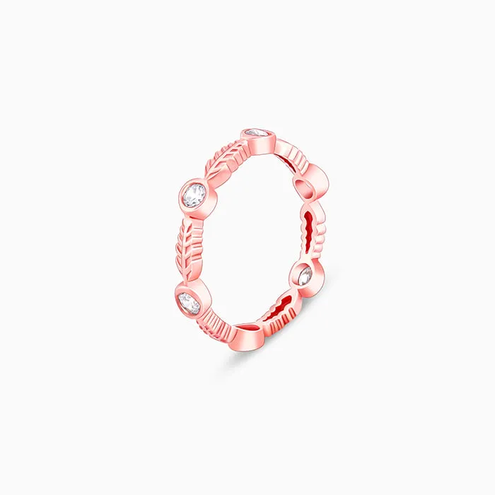 Rose Gold Leafy Zirconia Ring Giva