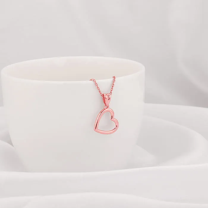 Rose Gold Line Heart Pendant with Box Chain Giva