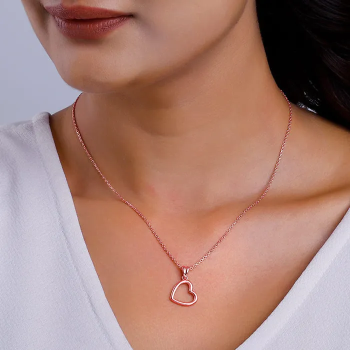 Rose Gold Line Heart Pendant with Box Chain Giva