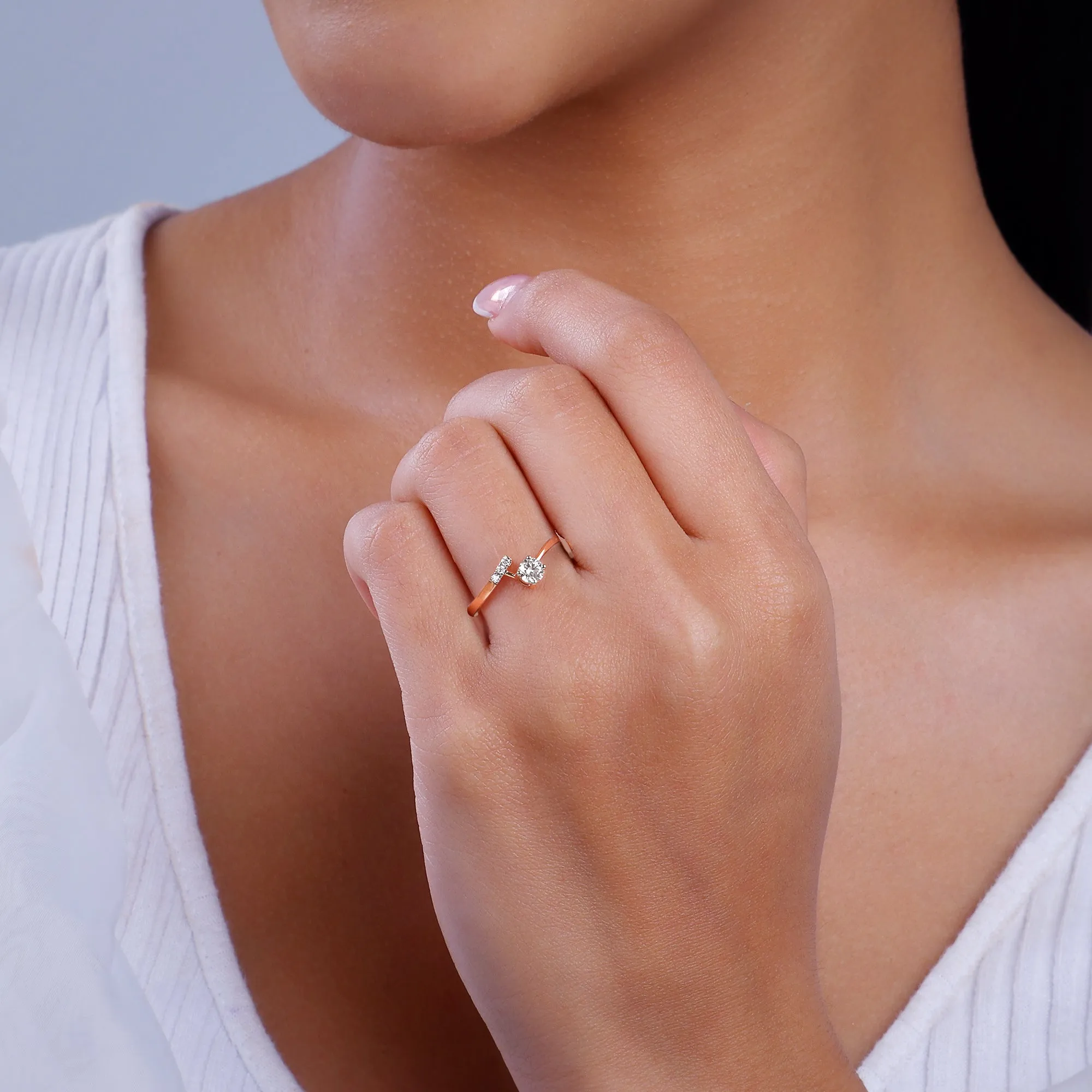 Rose Gold Linked in Love Solitaire Diamond Ring Giva