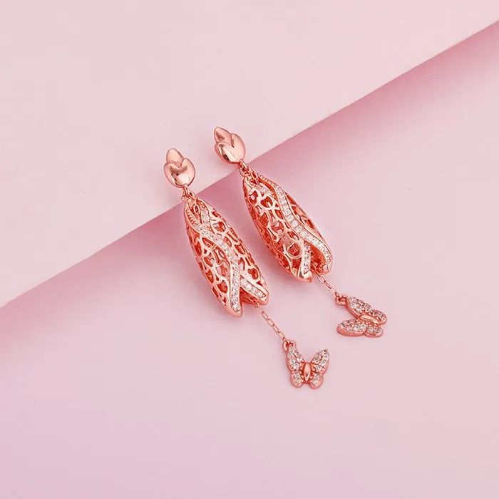 Rose Gold Lively Butterfly Earrings Giva