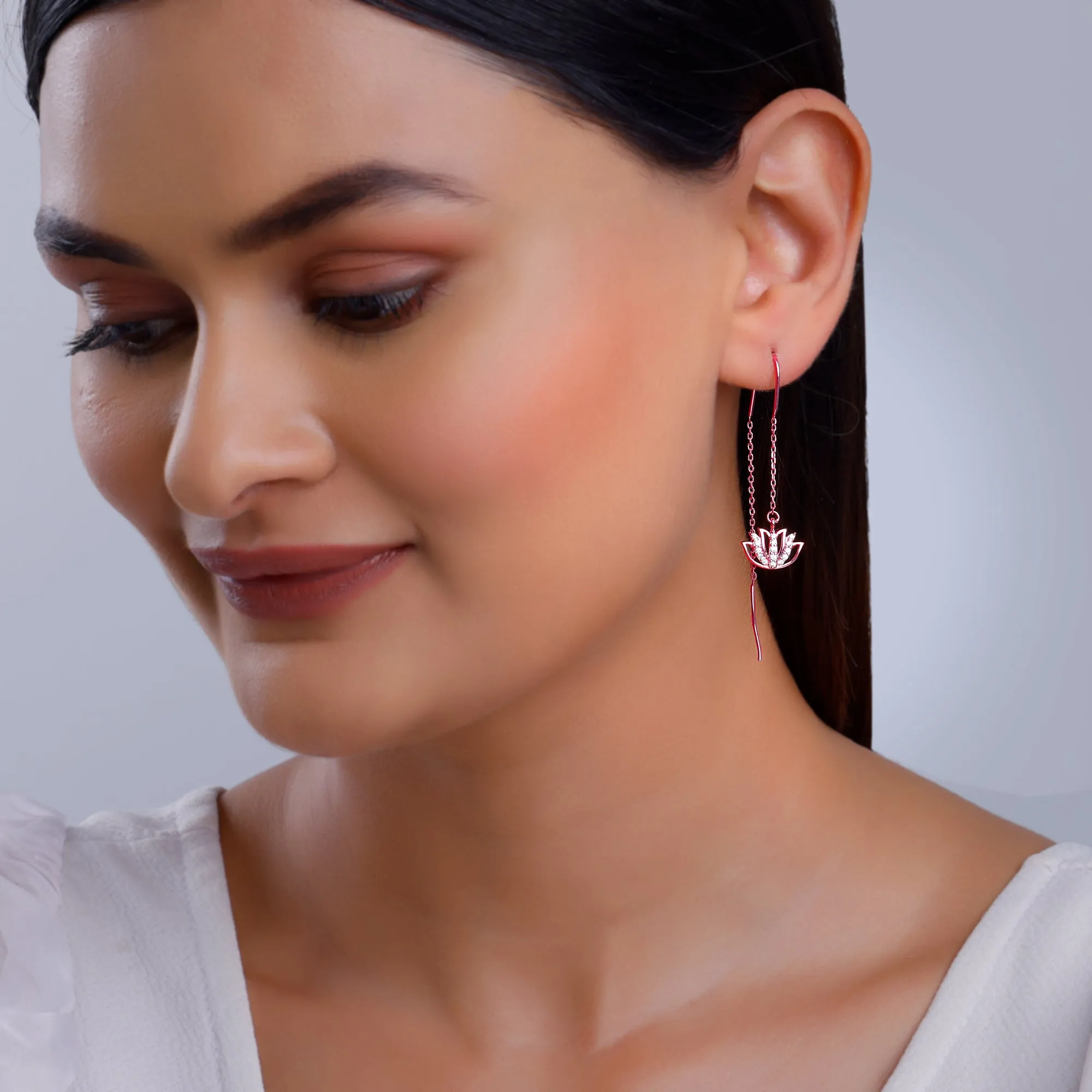 Rose Gold Lotus Sui Dhaga Earrings Giva