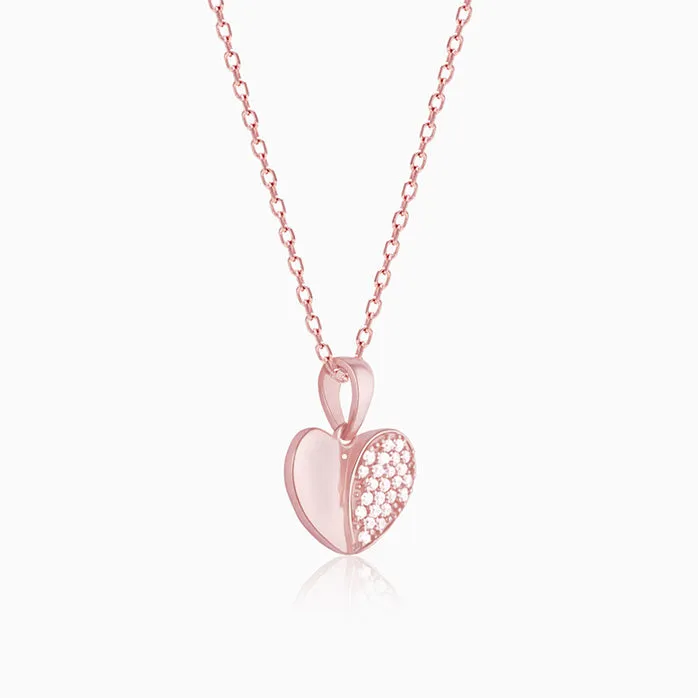 Rose Gold Made for Each Other Heart Pendant With Link Chain Giva