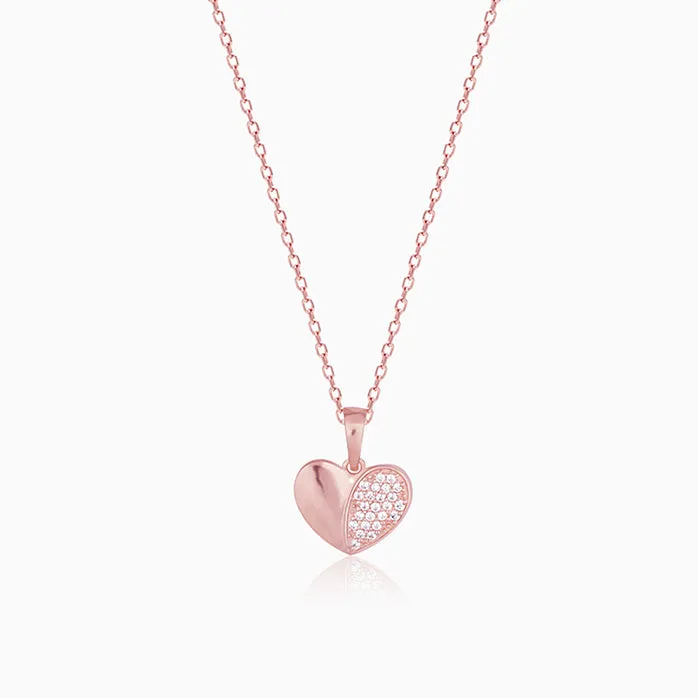 Rose Gold Made for Each Other Heart Pendant With Link Chain Giva