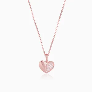 Rose Gold Made for Each Other Heart Pendant With Link Chain Giva