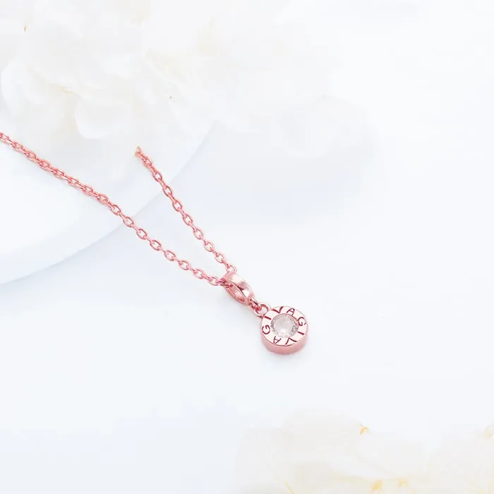 Rose Gold Minimal Zircon Pendant with Link Chain Giva