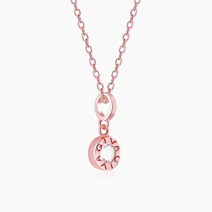 Rose Gold Minimal Zircon Pendant with Link Chain Giva