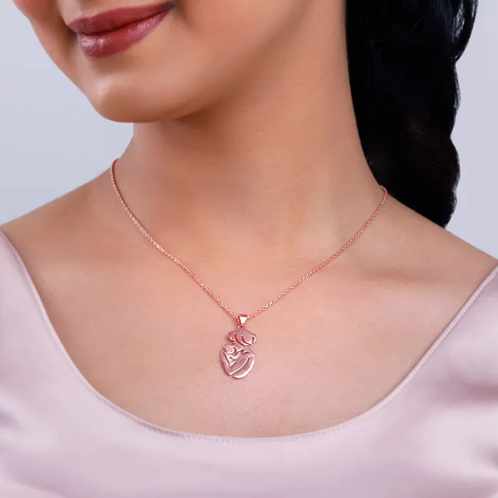 Rose Gold Mom's Embrace Pendant With Link Chain Giva