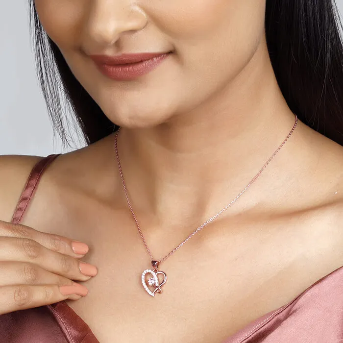Rose Gold Music In My Heart Pendant with Link Chain Giva