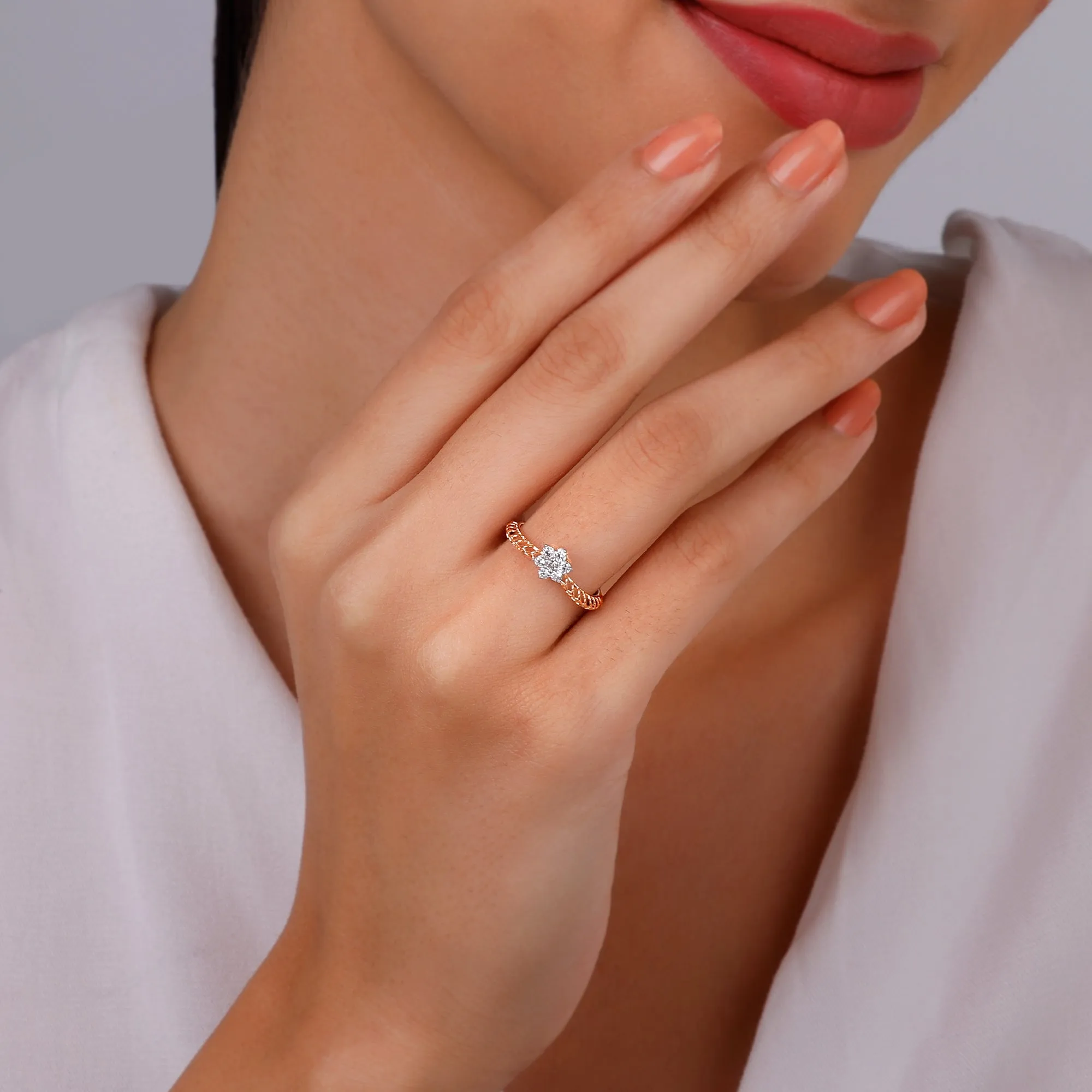Rose Gold Peak Elegance Diamond Ring Giva