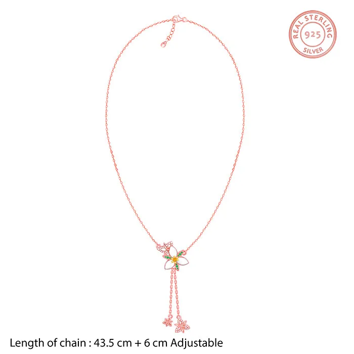 Rose Gold Persistent Trillium Lariat Necklace Giva