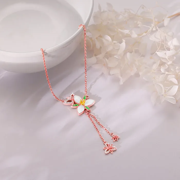 Rose Gold Persistent Trillium Lariat Necklace Giva