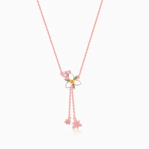 Rose Gold Persistent Trillium Lariat Necklace Giva
