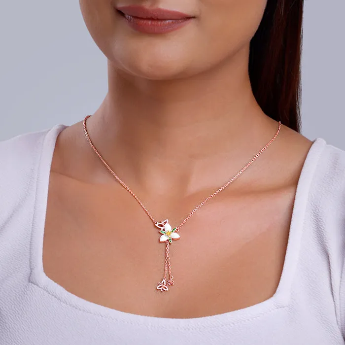 Rose Gold Persistent Trillium Lariat Necklace Giva