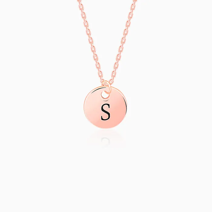 Rose Gold Personalised Classic Initial Pendant with Link Chain Giva