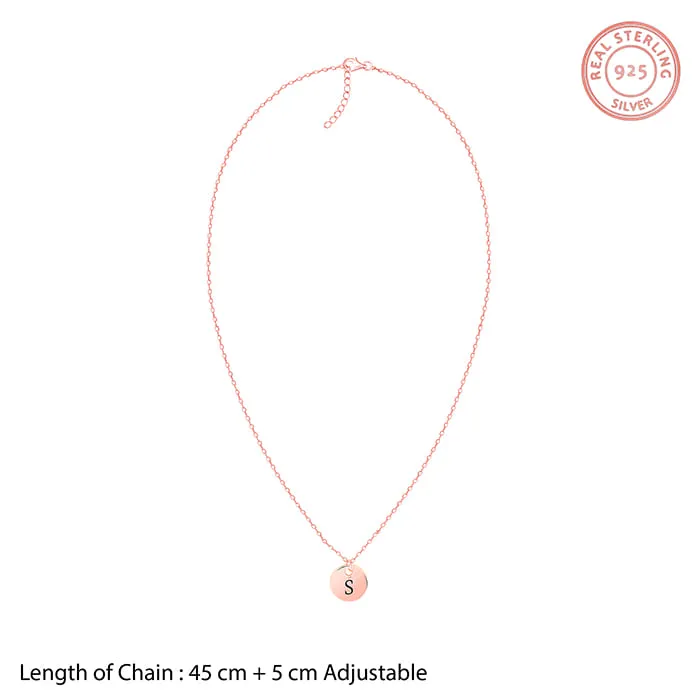 Rose Gold Personalised Classic Initial Pendant with Link Chain Giva
