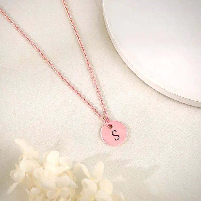 Rose Gold Personalised Classic Initial Pendant with Link Chain Giva