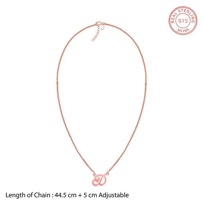 Rose Gold Personalised Cursive Initial Necklace Giva