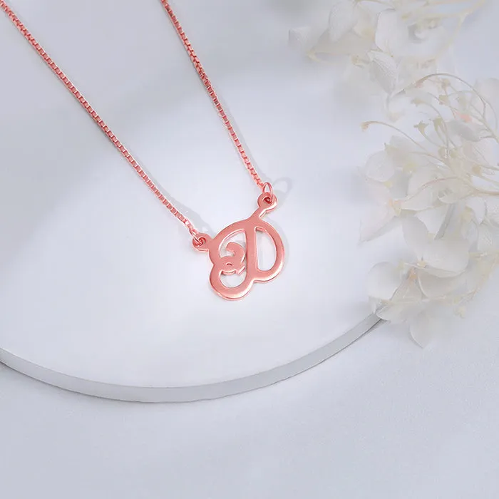 Rose Gold Personalised Cursive Initial Necklace Giva