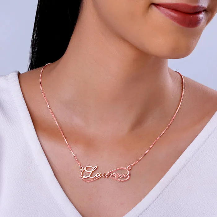 Rose Gold Personalised Infinite Promises Pendant Giva