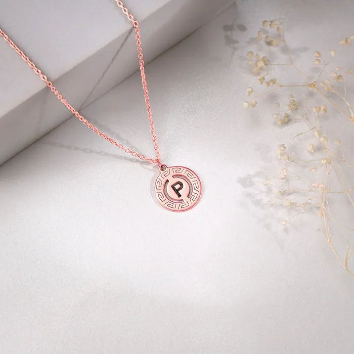 Rose Gold Personalised Initial Grace Pendant with Link Chain Giva