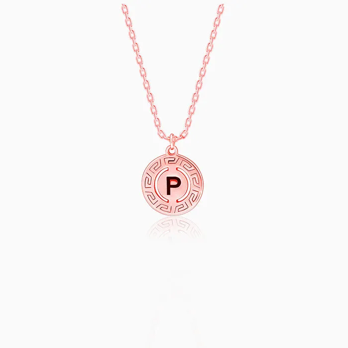Rose Gold Personalised Initial Grace Pendant with Link Chain Giva