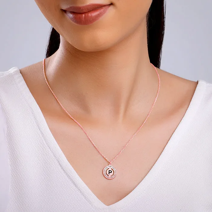 Rose Gold Personalised Initial Grace Pendant with Link Chain Giva