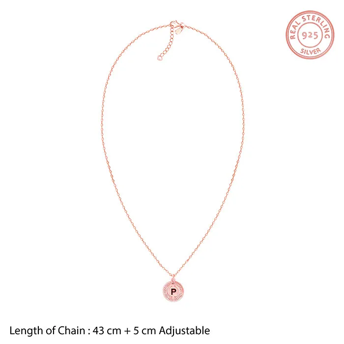 Rose Gold Personalised Initial Grace Pendant with Link Chain Giva