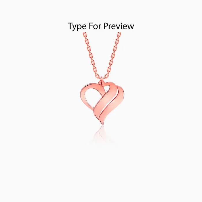 Rose Gold Personalised Name Heart Duo Pendant With Link Chain Giva