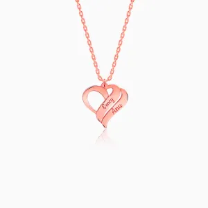 Rose Gold Personalised Name Heart Duo Pendant With Link Chain Giva