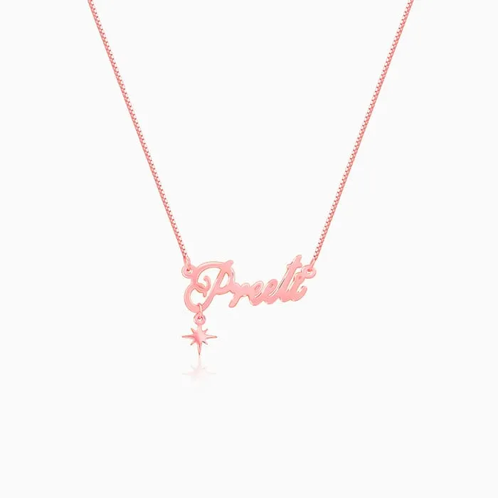 Rose Gold Personalised Name Star Charm Necklace Giva
